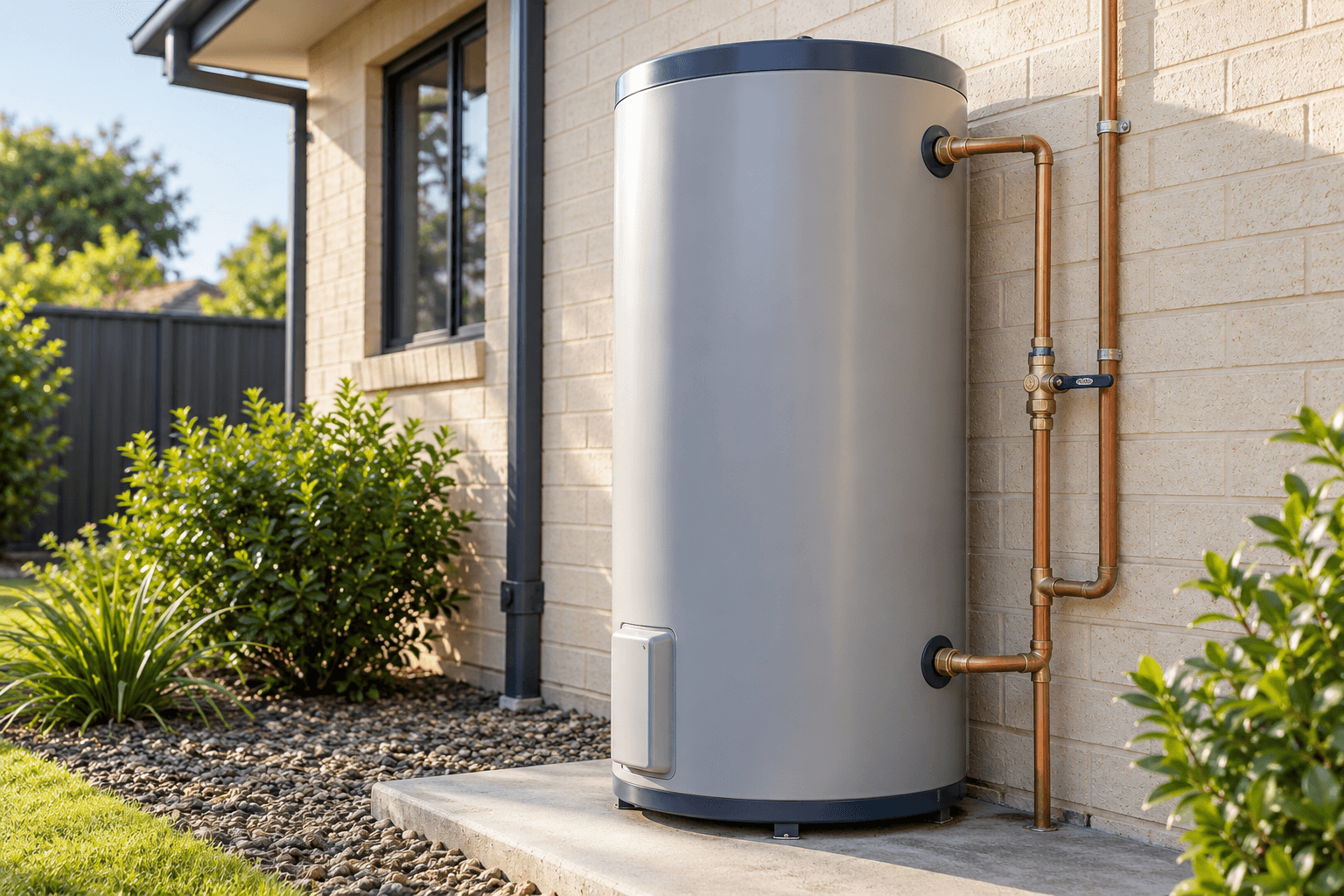 Domestic hot water cylinder with copper pipework